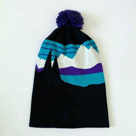 L.L. Bean Knit Katahdin Pom Hat Beanie Toque Black Purple Blue Teal  Winter Cozy - Picture 3 of 9